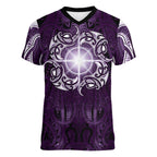 New Zealand Matariki Waipunarangi Women V-Neck T-Shirt Maori Moko Purple Galaxy