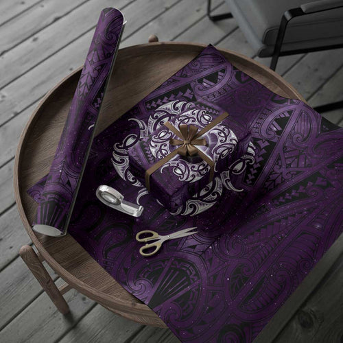New Zealand Matariki Waipunarangi Wrapping Paper Maori Moko Purple Galaxy