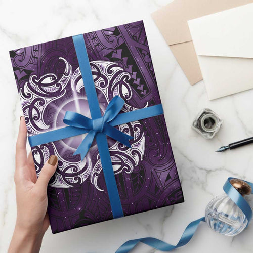 New Zealand Matariki Waipunarangi Wrapping Paper Maori Moko Purple Galaxy