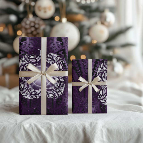 New Zealand Matariki Waipunarangi Wrapping Paper Maori Moko Purple Galaxy