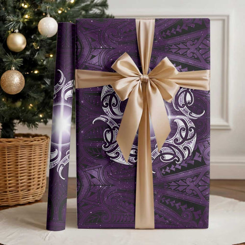 New Zealand Matariki Waipunarangi Wrapping Paper Maori Moko Purple Galaxy