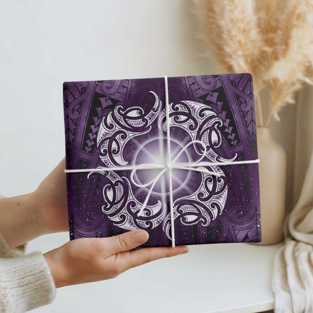 New Zealand Matariki Waipunarangi Wrapping Paper Maori Moko Purple Galaxy