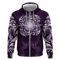 New Zealand Matariki Waipunarangi Zip Hoodie Maori Moko Purple Galaxy