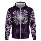 New Zealand Matariki Waipunarangi Zip Hoodie Maori Moko Purple Galaxy