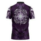New Zealand Matariki Waipunarangi Zipper Polo Shirt Maori Moko Purple Galaxy