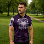New Zealand Matariki Waipunarangi Zipper Polo Shirt Maori Moko Purple Galaxy