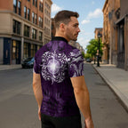 New Zealand Matariki Waipunarangi Zipper Polo Shirt Maori Moko Purple Galaxy