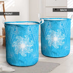 New Zealand Matariki Waiti Laundry Basket Maori Moko Cyan Galaxy