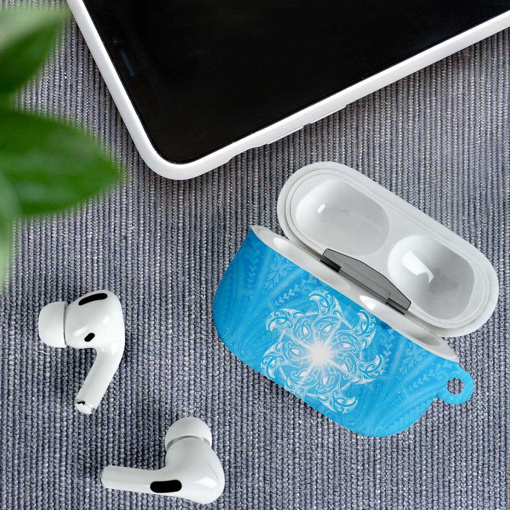 New Zealand Matariki Waiti AirPods Case Maori Moko Cyan Galaxy