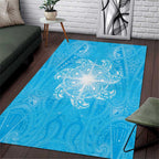 New Zealand Matariki Waiti Area Rug Maori Moko Cyan Galaxy