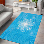 New Zealand Matariki Waiti Area Rug Maori Moko Cyan Galaxy