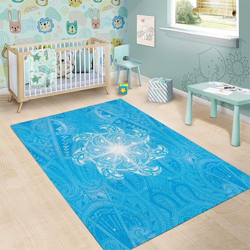 New Zealand Matariki Waiti Area Rug Maori Moko Cyan Galaxy
