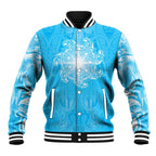 New Zealand Matariki Waiti Baseball Jacket Maori Moko Cyan Galaxy