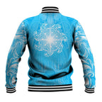 New Zealand Matariki Waiti Baseball Jacket Maori Moko Cyan Galaxy