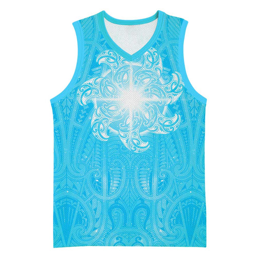 New Zealand Matariki Waiti Basketball Jersey Maori Moko Cyan Galaxy