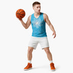 New Zealand Matariki Waiti Basketball Jersey Maori Moko Cyan Galaxy