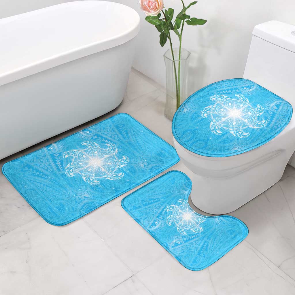 New Zealand Matariki Waiti Bathroom Set Maori Moko Cyan Galaxy
