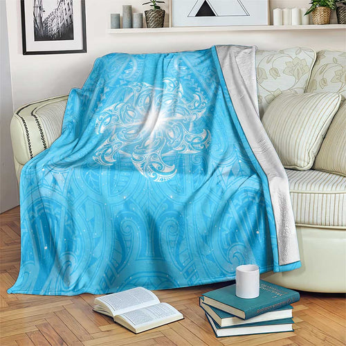 New Zealand Matariki Waiti Blanket Maori Moko Cyan Galaxy
