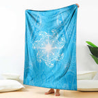 New Zealand Matariki Waiti Blanket Maori Moko Cyan Galaxy