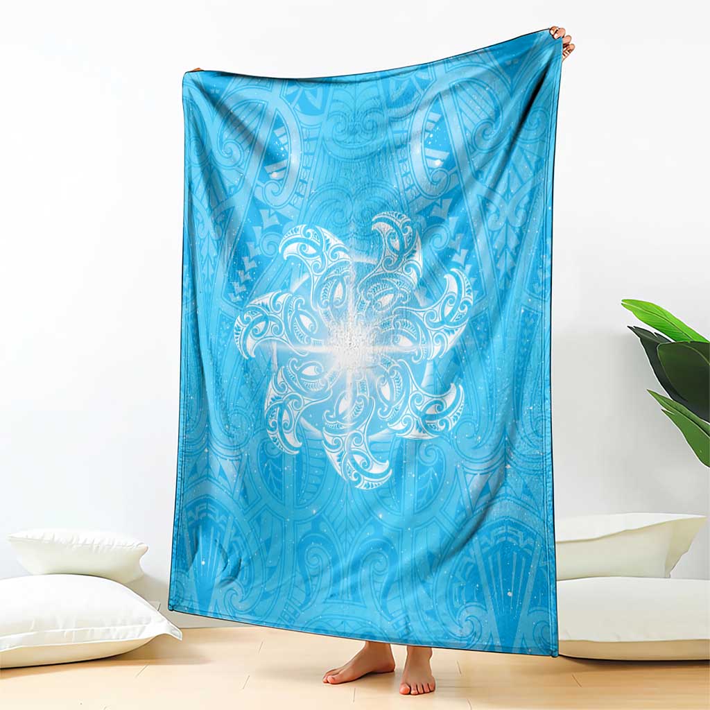 New Zealand Matariki Waiti Blanket Maori Moko Cyan Galaxy