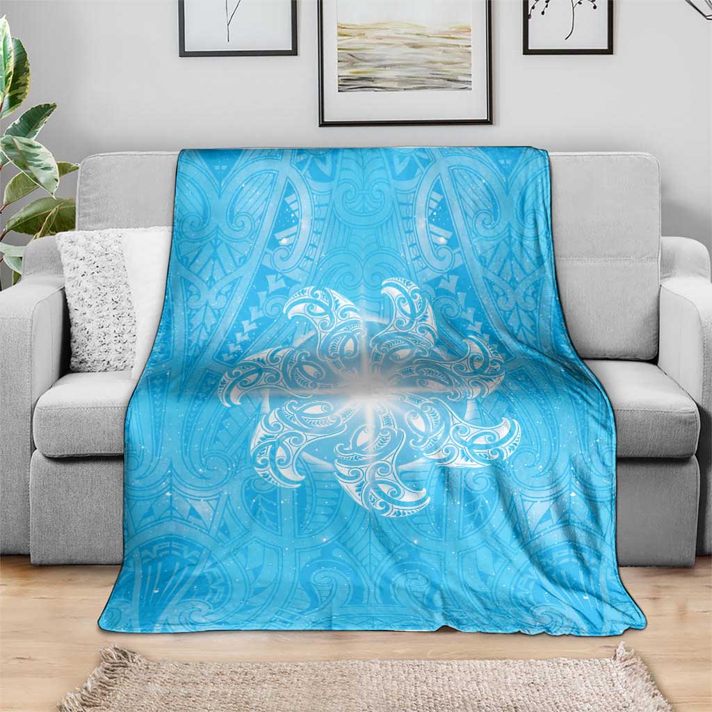 New Zealand Matariki Waiti Blanket Maori Moko Cyan Galaxy