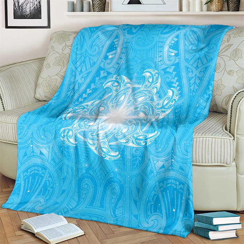 New Zealand Matariki Waiti Blanket Maori Moko Cyan Galaxy