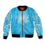 New Zealand Matariki Waiti Bomber Jacket Maori Moko Cyan Galaxy