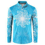 New Zealand Matariki Waiti Button Sweatshirt Maori Moko Cyan Galaxy