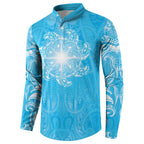 New Zealand Matariki Waiti Button Sweatshirt Maori Moko Cyan Galaxy