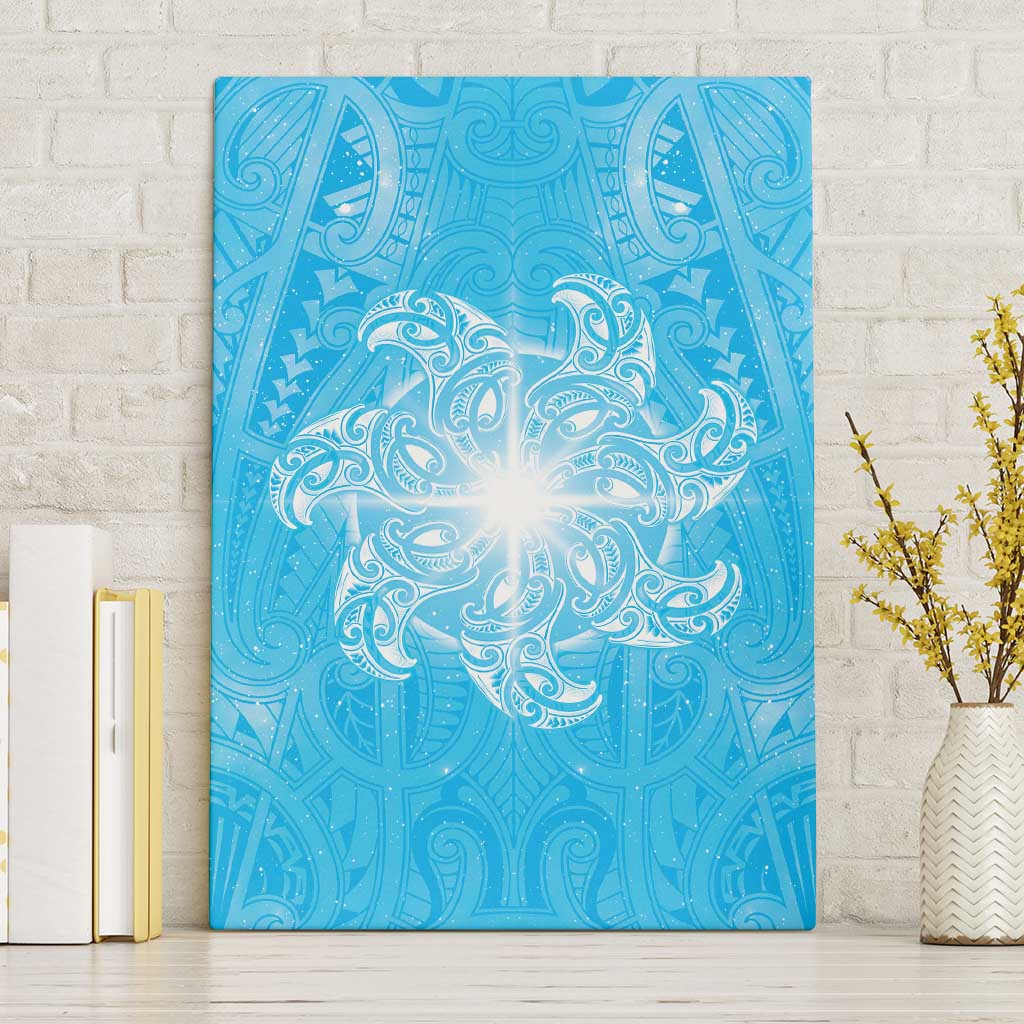 New Zealand Matariki Waiti Canvas Wall Art Maori Moko Cyan Galaxy