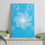 New Zealand Matariki Waiti Canvas Wall Art Maori Moko Cyan Galaxy