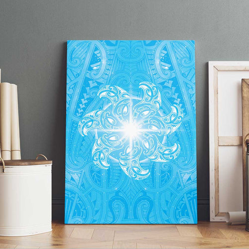 New Zealand Matariki Waiti Canvas Wall Art Maori Moko Cyan Galaxy