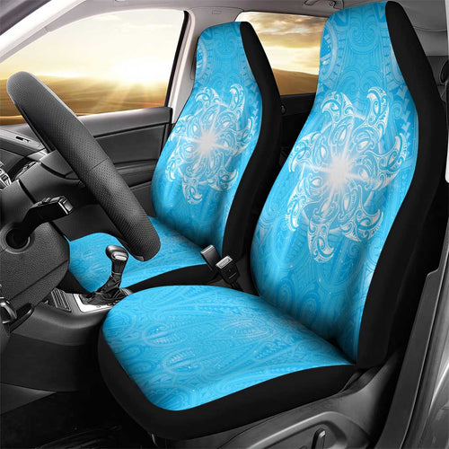 New Zealand Matariki Waiti Car Seat Cover Maori Moko Cyan Galaxy