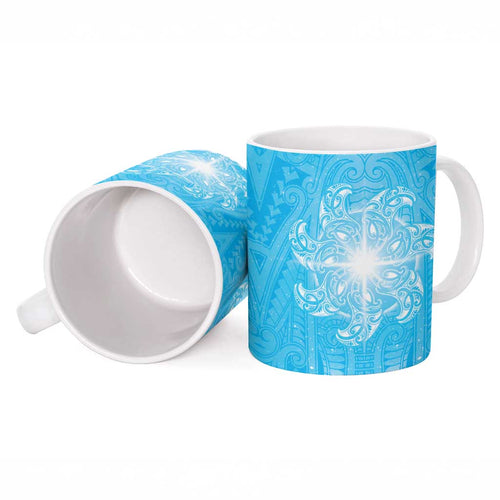New Zealand Matariki Waiti Ceramic Mug Maori Moko Cyan Galaxy