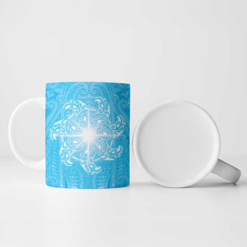 New Zealand Matariki Waiti Ceramic Mug Maori Moko Cyan Galaxy