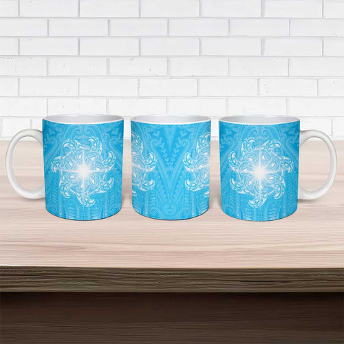 New Zealand Matariki Waiti Ceramic Mug Maori Moko Cyan Galaxy