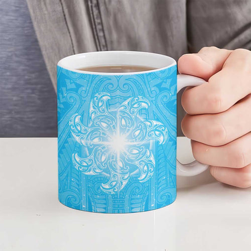 New Zealand Matariki Waiti Ceramic Mug Maori Moko Cyan Galaxy