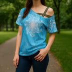 New Zealand Matariki Waiti Cross Shoulder Shirt Maori Moko Cyan Galaxy