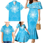 New Zealand Matariki Waiti Family Matching Mermaid Dress and Hawaiian Shirt Maori Moko Cyan Galaxy