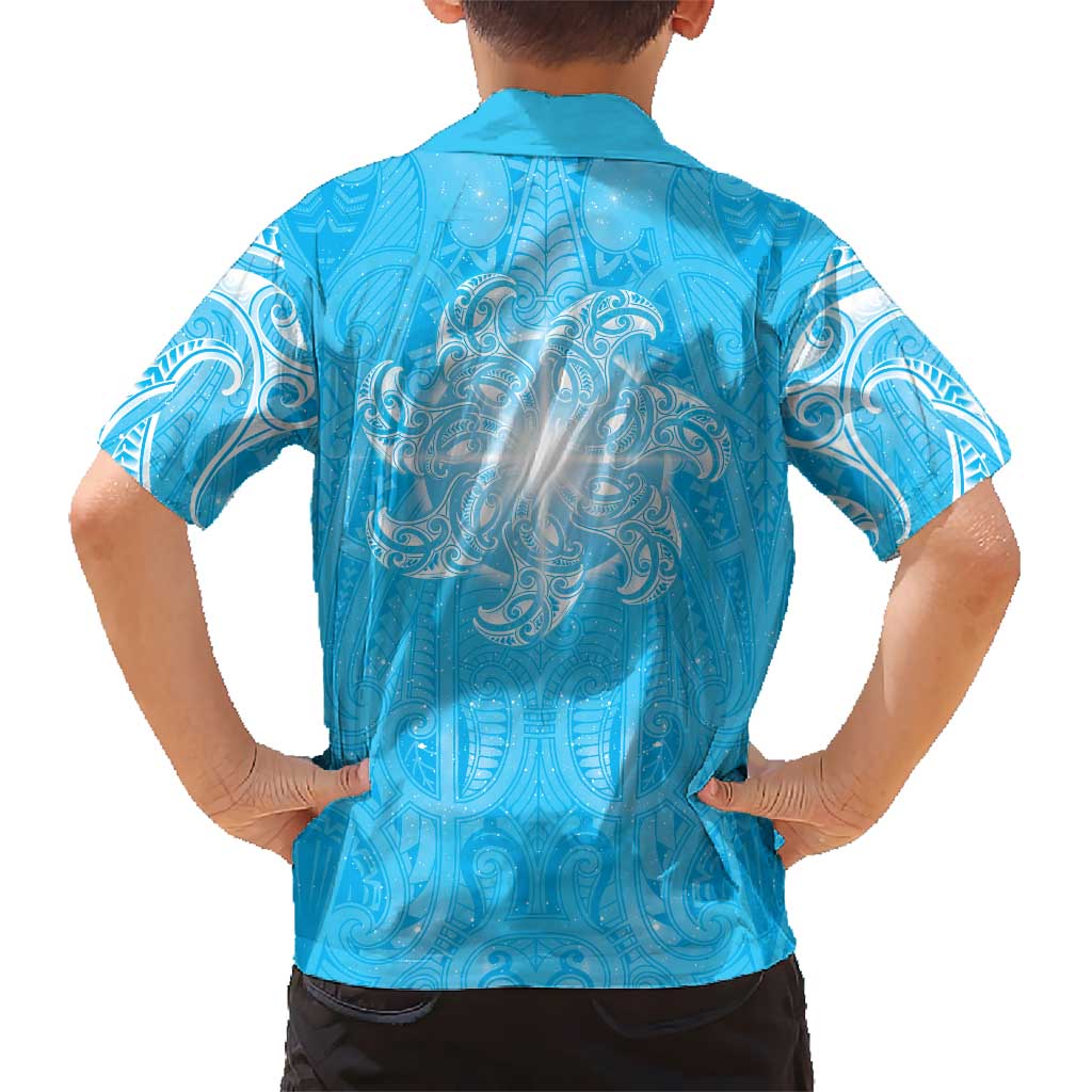 New Zealand Matariki Waiti Family Matching Mermaid Dress and Hawaiian Shirt Maori Moko Cyan Galaxy
