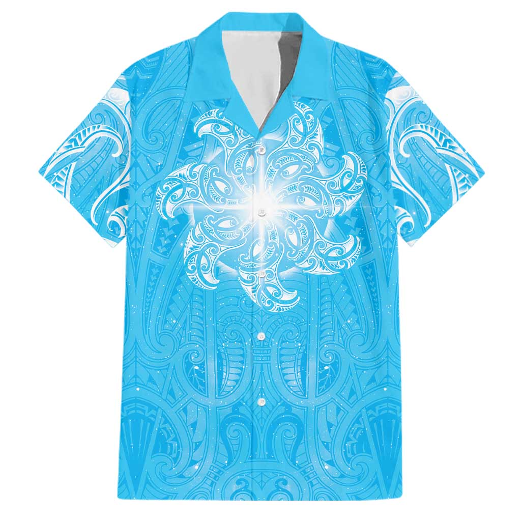 New Zealand Matariki Waiti Family Matching Mermaid Dress and Hawaiian Shirt Maori Moko Cyan Galaxy