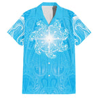 New Zealand Matariki Waiti Family Matching Off Shoulder Maxi Dress and Hawaiian Shirt Maori Moko Cyan Galaxy