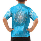 New Zealand Matariki Waiti Family Matching Tank Maxi Dress and Hawaiian Shirt Maori Moko Cyan Galaxy
