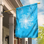 New Zealand Matariki Waiti Garden Flag Maori Moko Cyan Galaxy