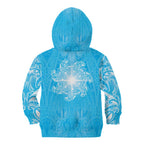 New Zealand Matariki Waiti Kid Hoodie Maori Moko Cyan Galaxy