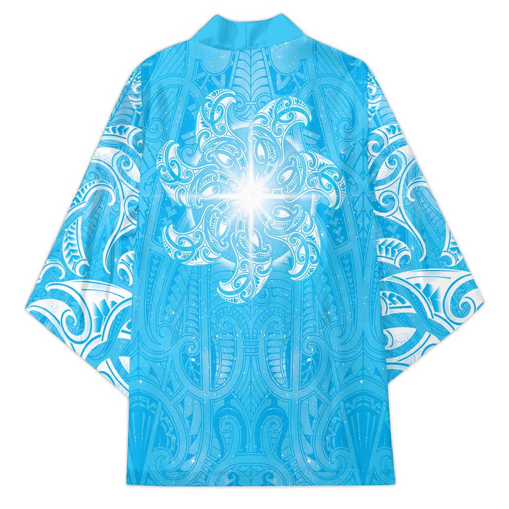 New Zealand Matariki Waiti Kimono Maori Moko Cyan Galaxy