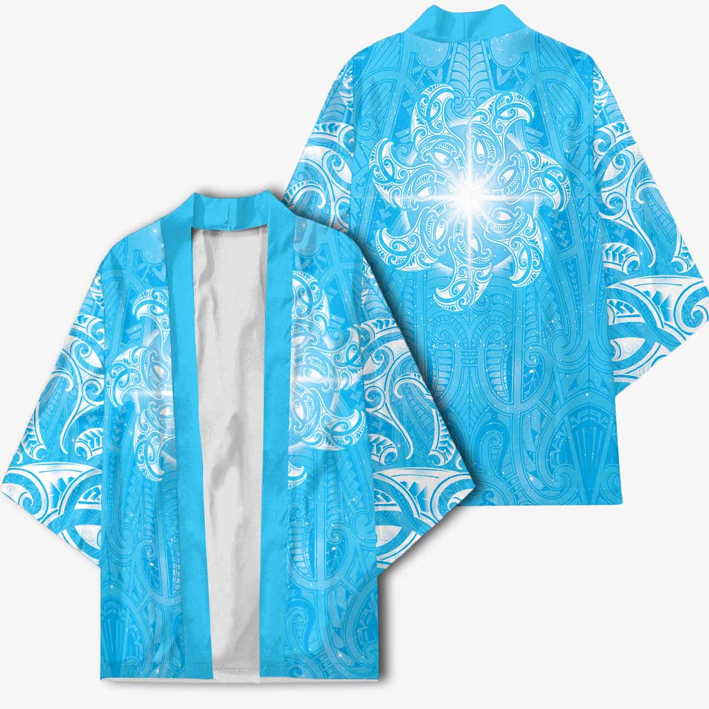 New Zealand Matariki Waiti Kimono Maori Moko Cyan Galaxy