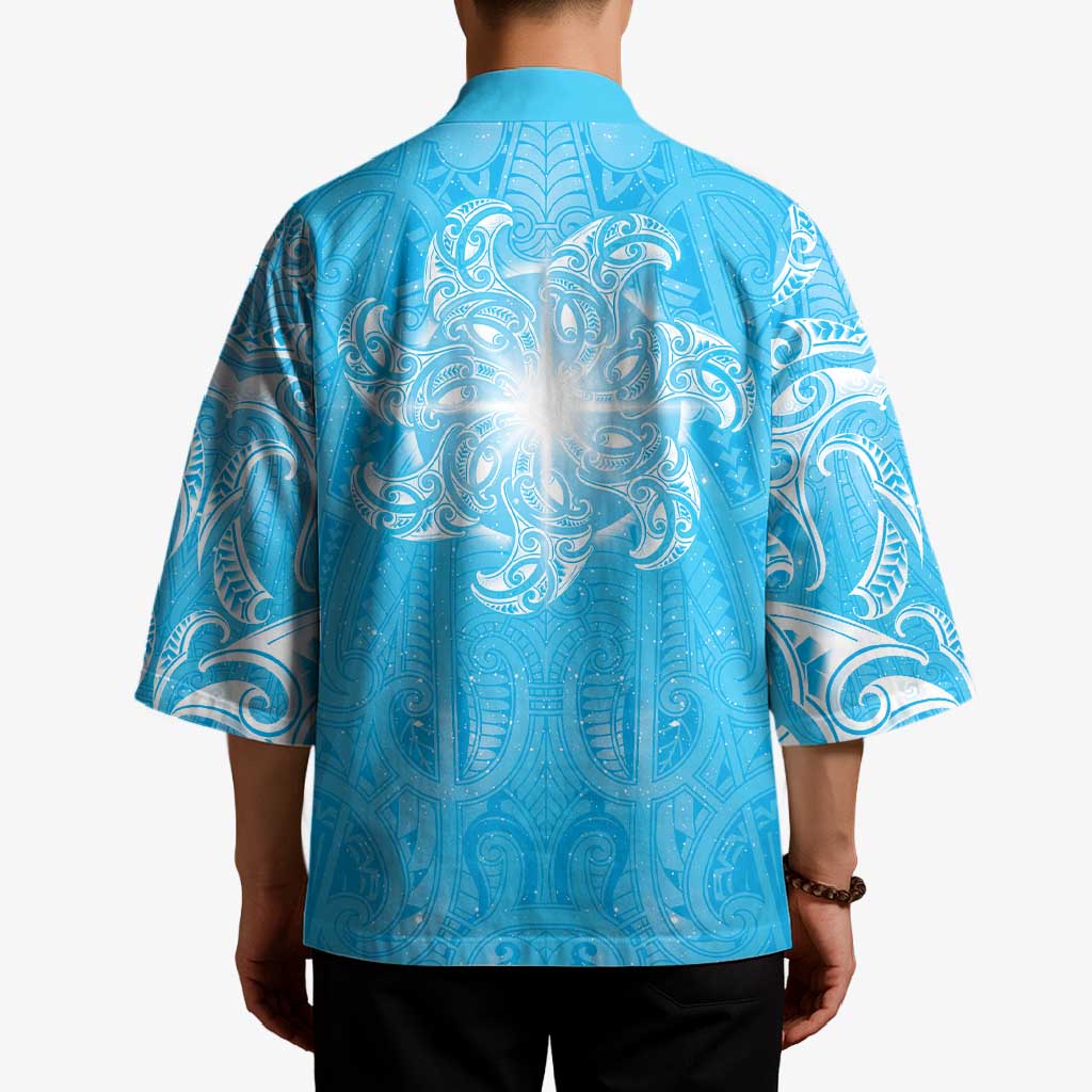 New Zealand Matariki Waiti Kimono Maori Moko Cyan Galaxy