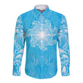 New Zealand Matariki Waiti Long Sleeve Button Shirt Maori Moko Cyan Galaxy