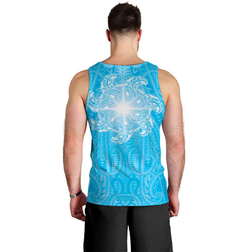 New Zealand Matariki Waiti Men Tank Top Maori Moko Cyan Galaxy